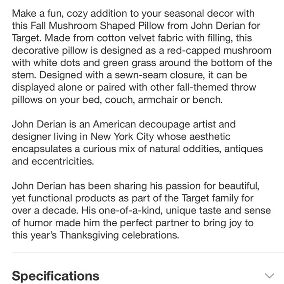 John Derian Mushroom Pillow 🍄 - Picture 8 of 16